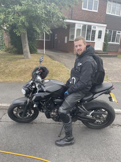 Mr-grumpy's son on his new bike!
