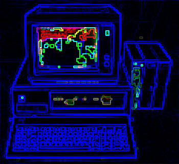 my old IBM xt 8080 computer done in abstract
