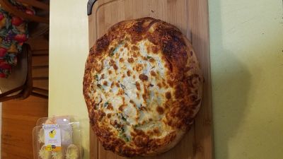 My first pizza .A bit thick LOL
